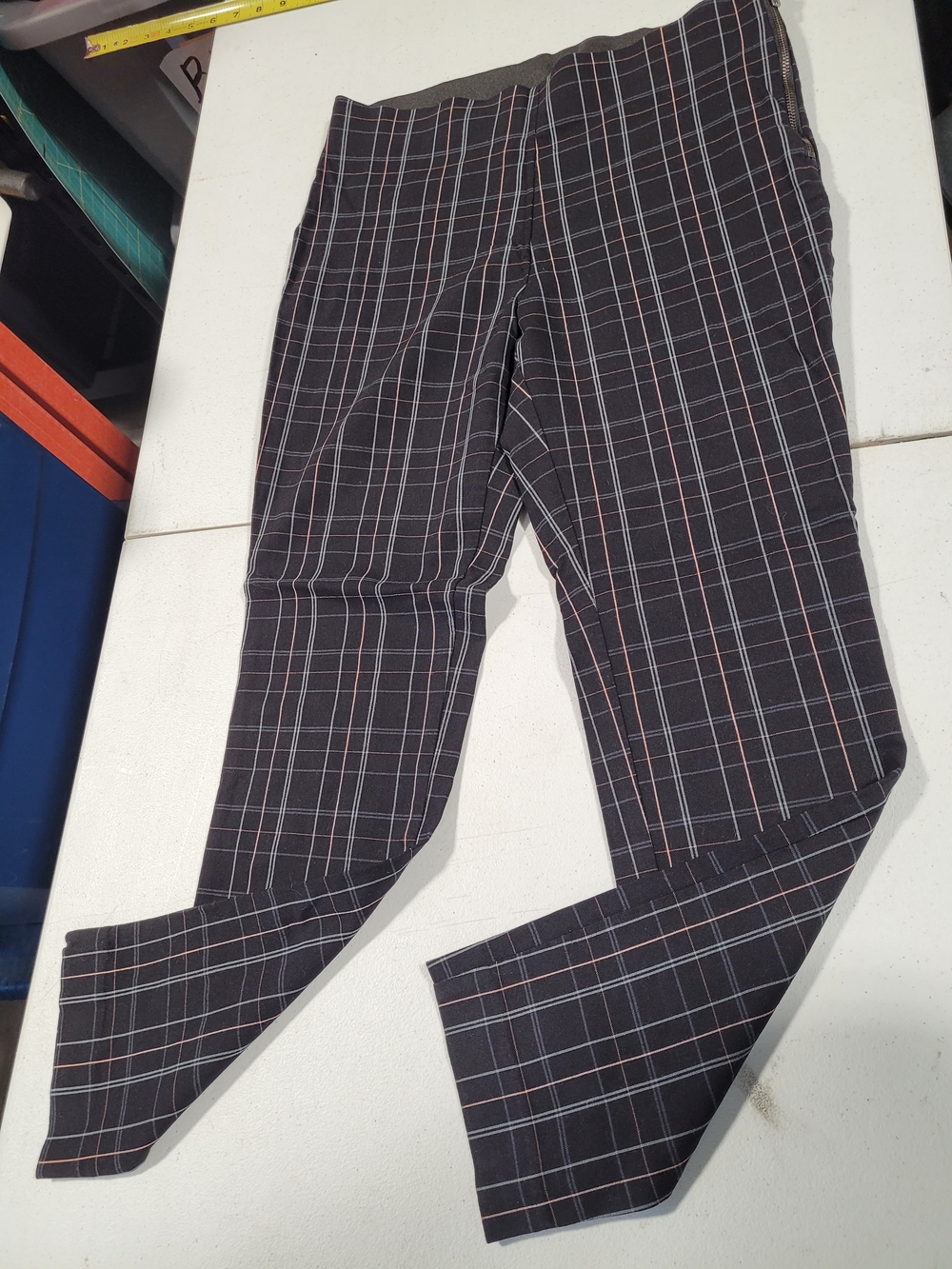 a new day Black Plaid Pull-On Pants with Rust and White Windowpane